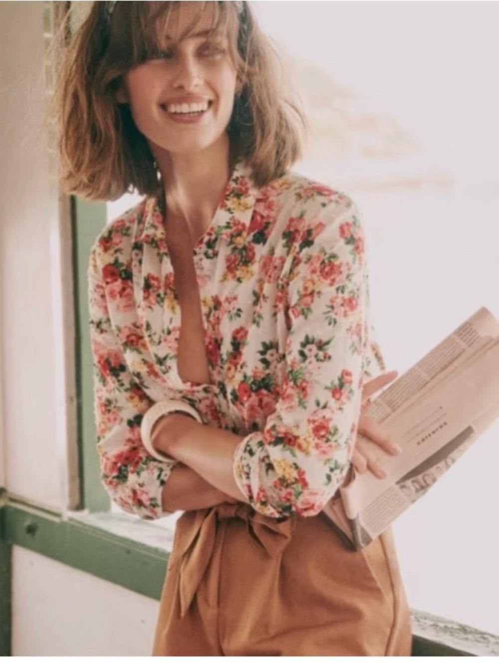 Sezane Pierro Shirt Bouquet De Rose - Size 36